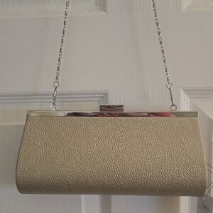 Sasha Elegant Gold Clutch/Shoulder Bag Wirh Detachable Silver Chain NWT